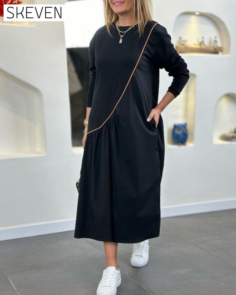 Shift Dress with Pocket and Long Sleeve