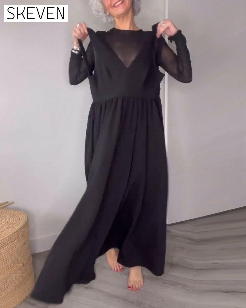 Robe à bretelles plissée à ourlet large