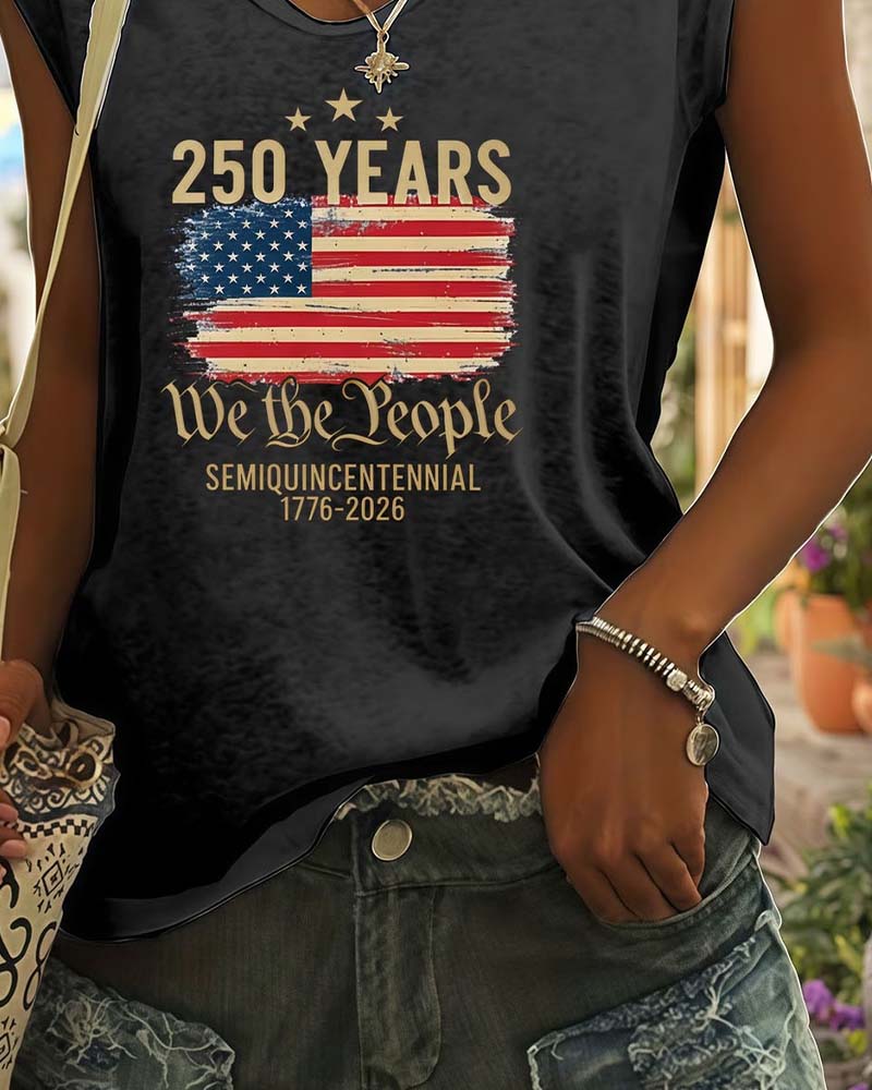 V-Neck Printed Sleeveless T-Shirt