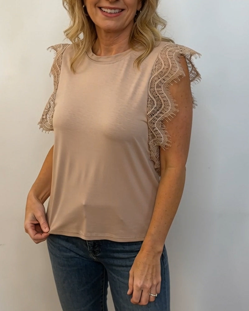 Lace Trim Patchwork Tank Top