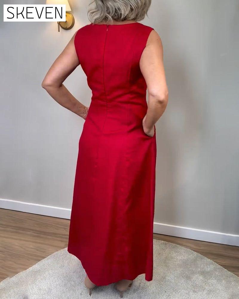Ärmellose Weste in Unifarben, lässiges Kleid