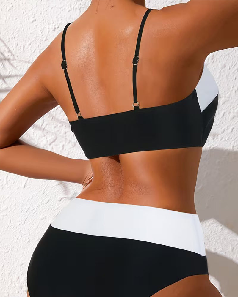 Metal Buckle Design Color - Block Bikini