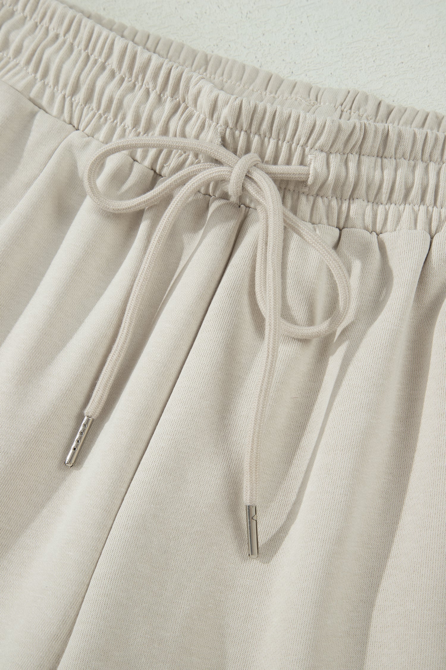 Solid Puff Sleeve Top & Drawstring Shorts Set