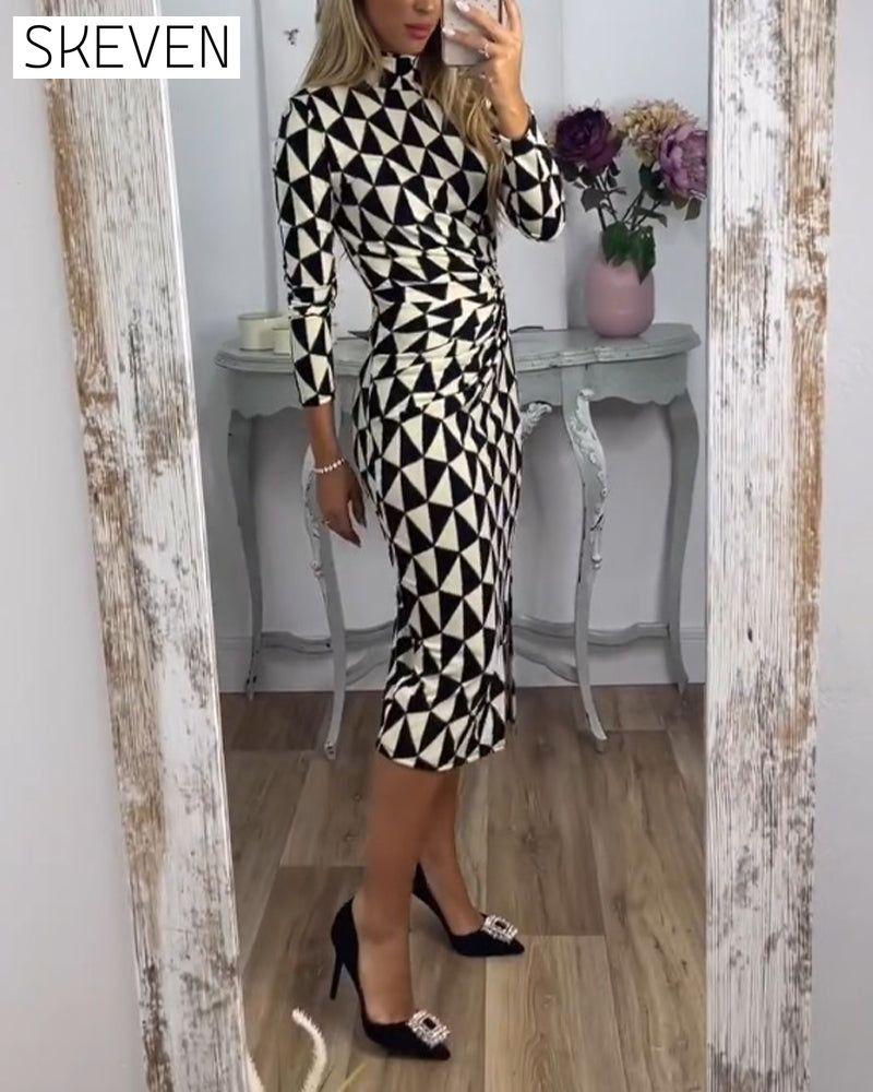 Bodycon Dress with Geometric Print