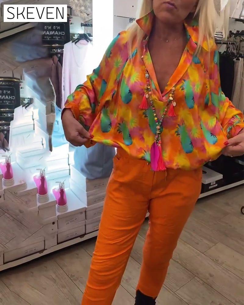 Women's Lapel floral Blouses
