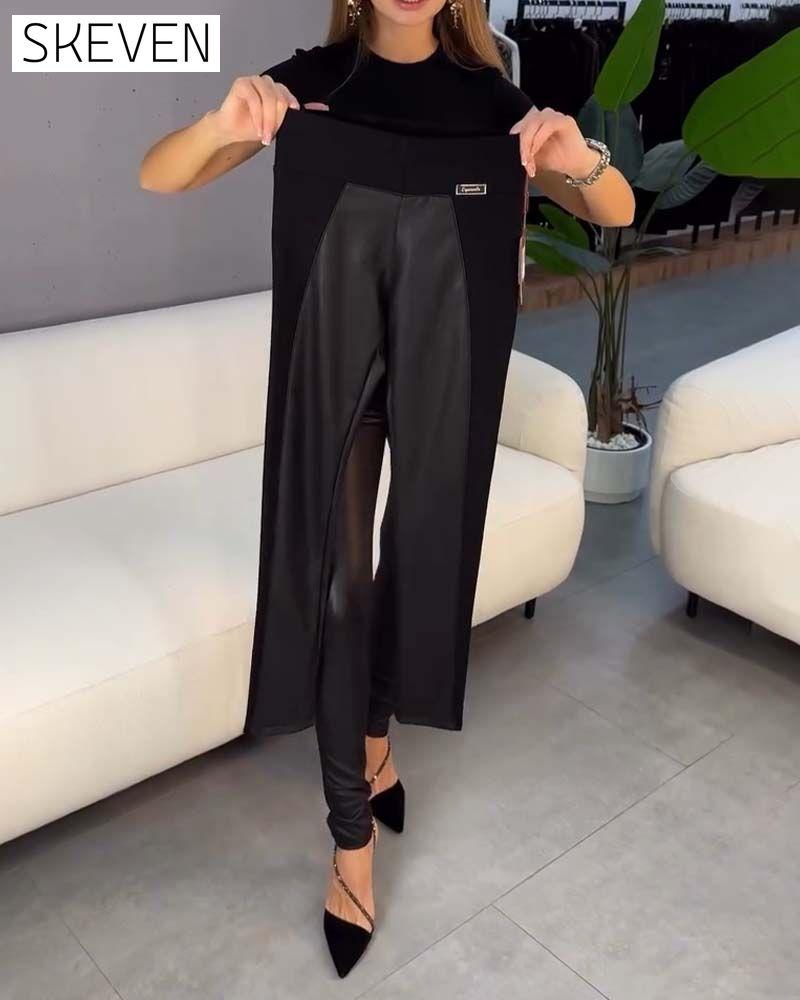 Patchwork-Hose mit hohem Bund und schmaler Passform