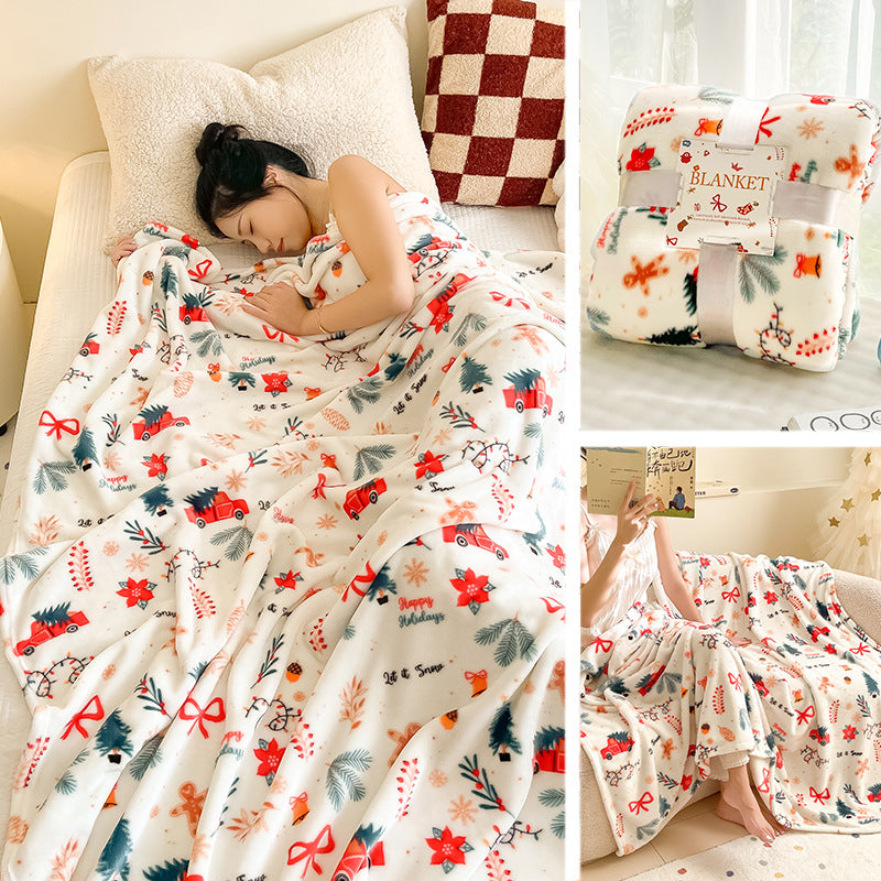 Creative Printing Christmas Thickened Flannel Blanket