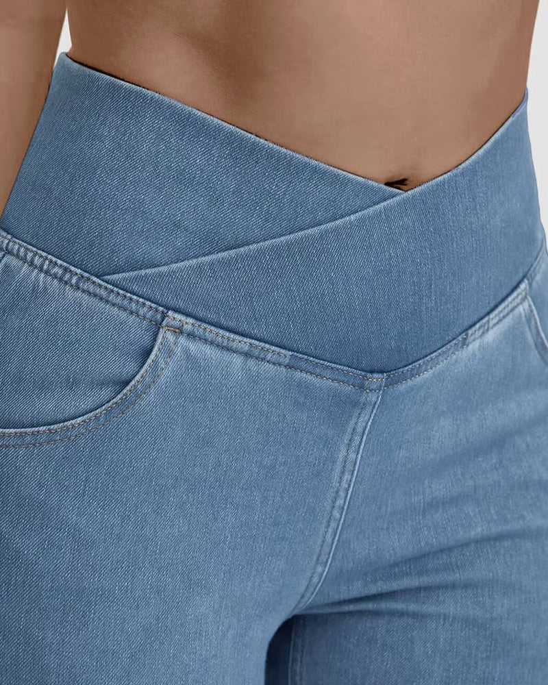 High Stretch Fashion Pocket Flare Pants