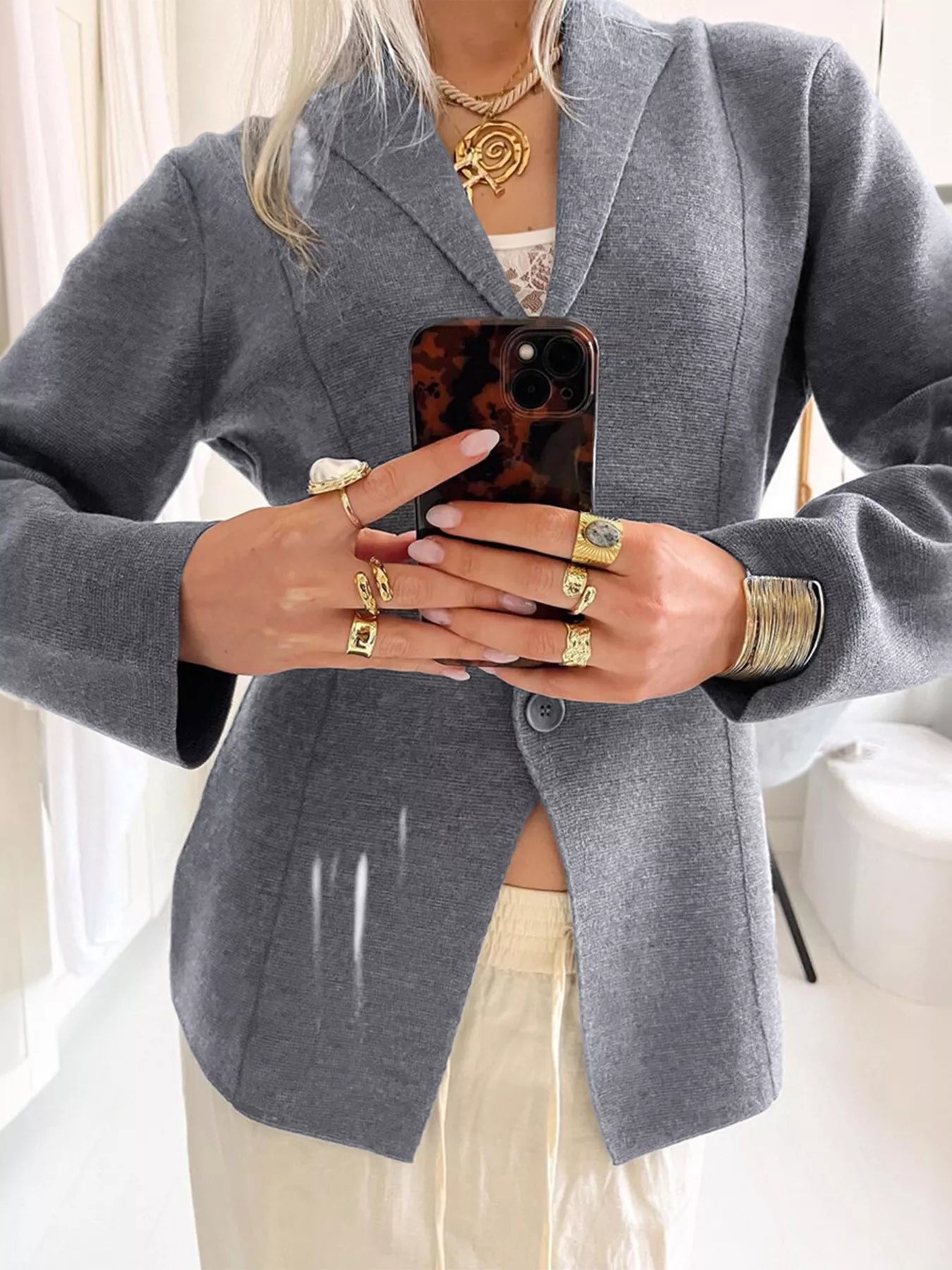 Button Up Long Sleeve Cardigan