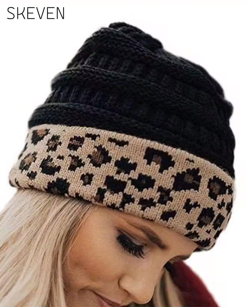 Women Winter Beanie Hat Leopard Warm Earflap Cap