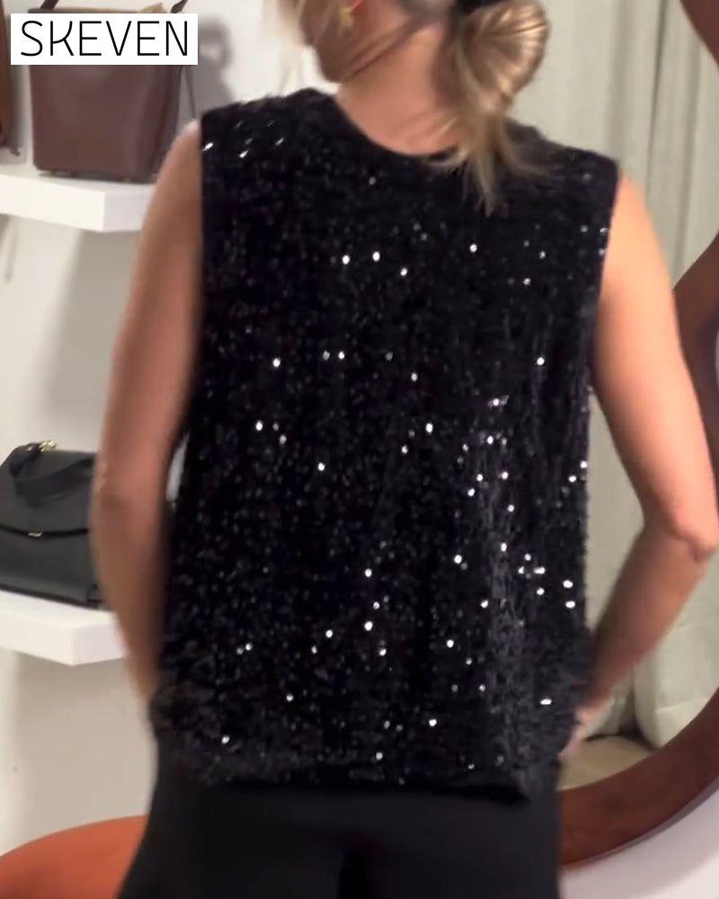Modisches Pailletten-Tanktop mit Schleife