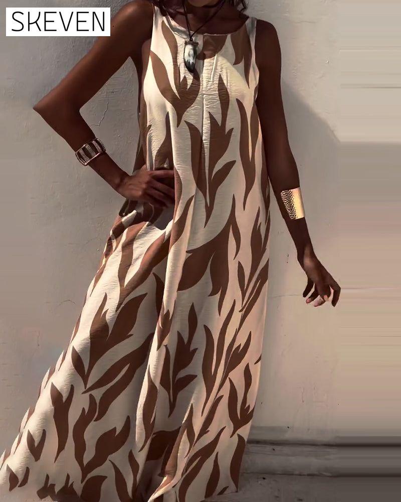 Robe imprimée sans manches et dos nu