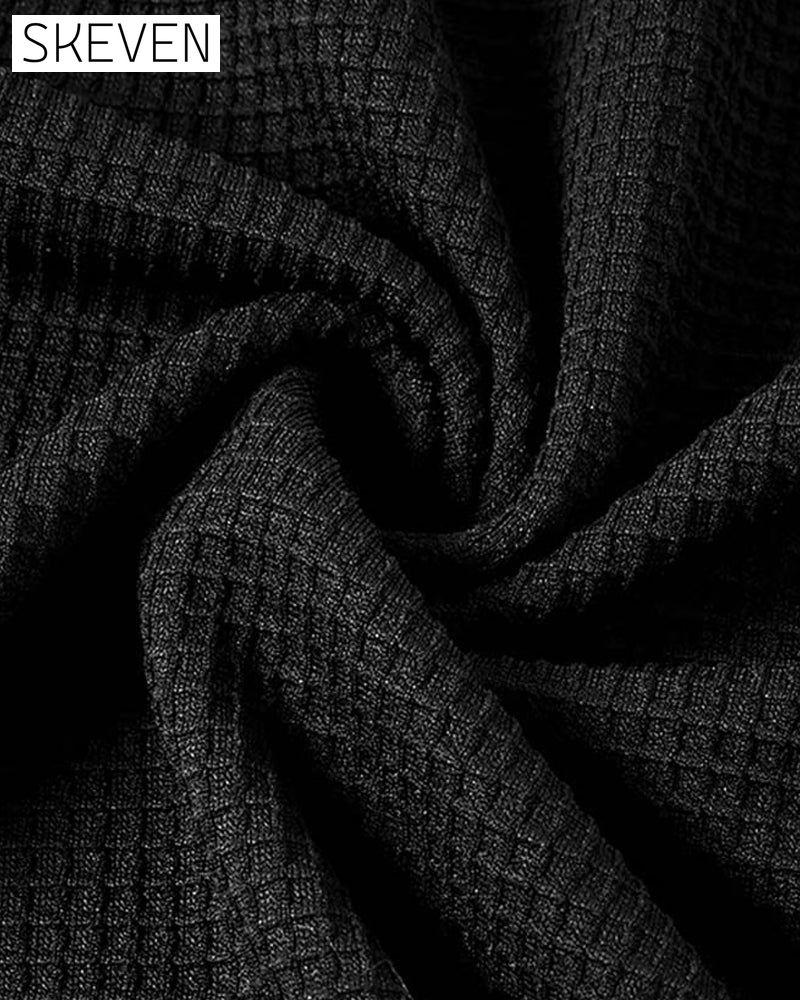 Waffelstrick-Top mit Raglanärmeln und Farbblock-Design
