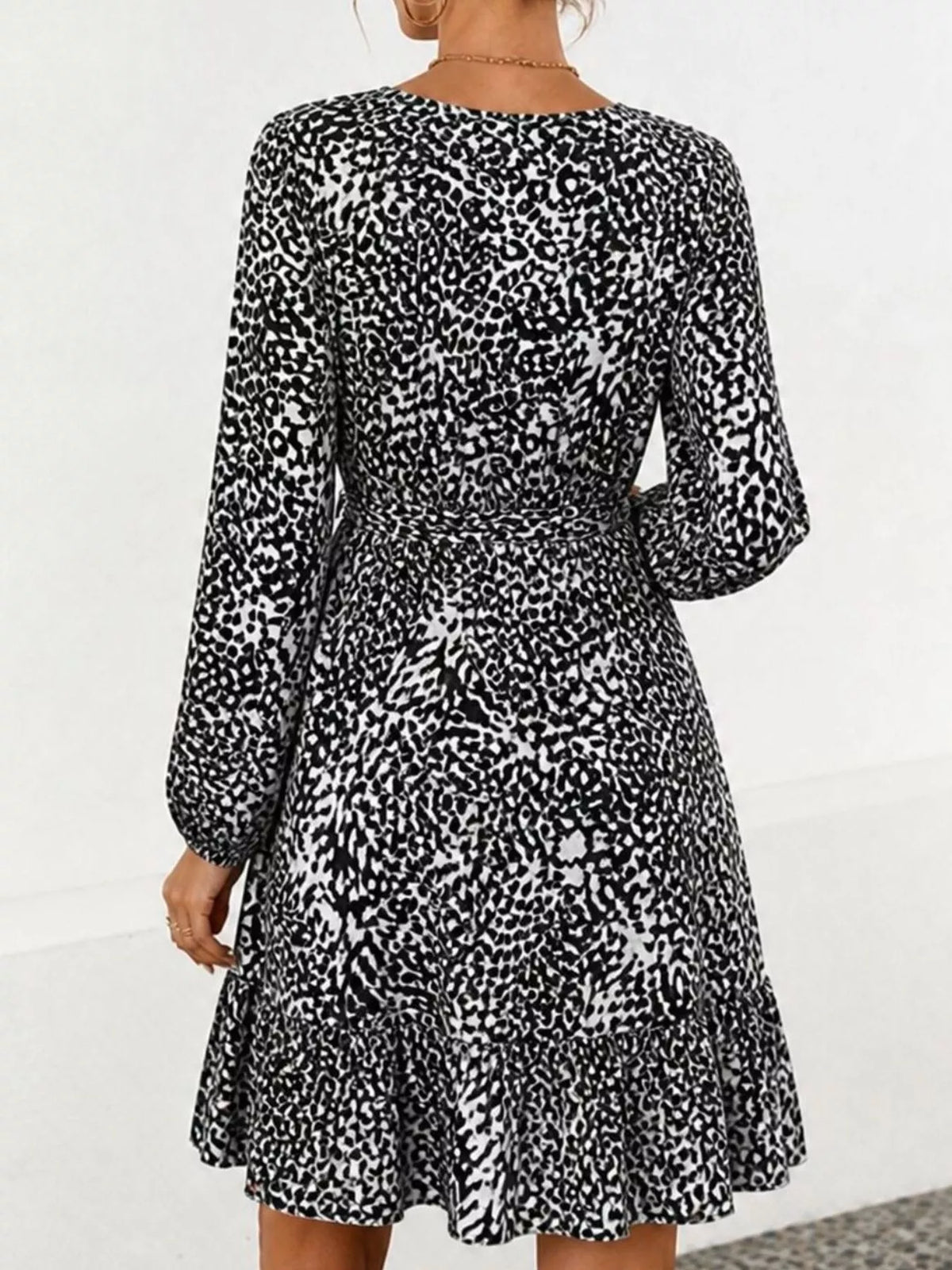 Animal Print Round Neck Mini Dress