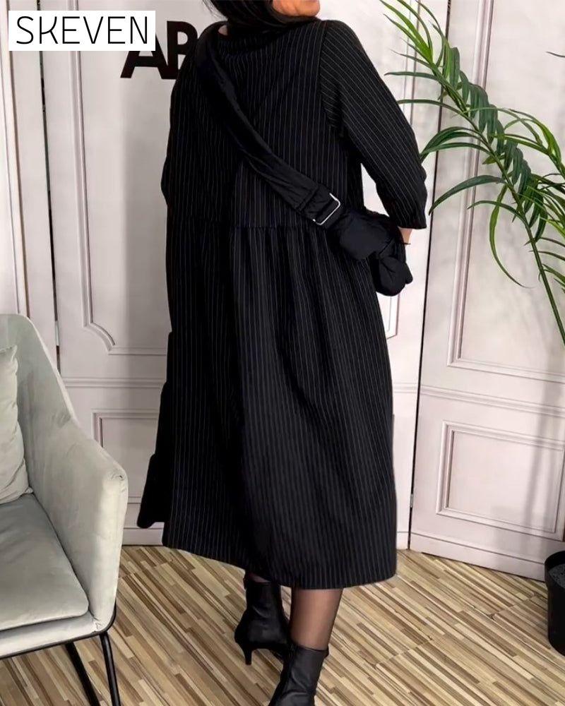 Simple pitted round neck dress