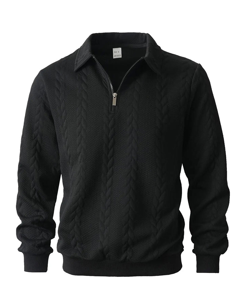 Lapel Half Zipper Casual Hoodie
