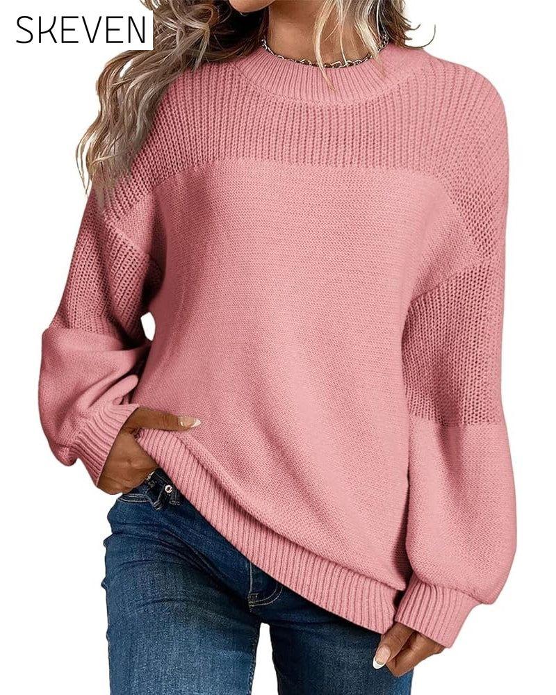 Solid Color Lantern Sleeve Jumper