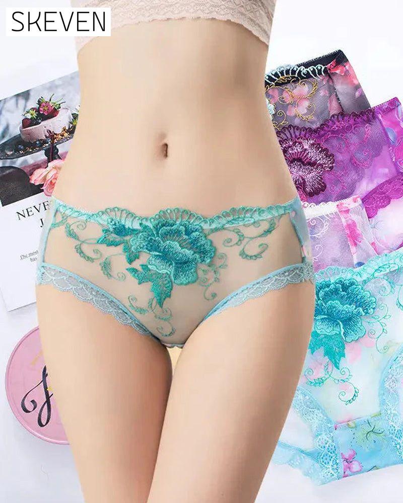 Culotte antibactérienne avec broderie en dentelle