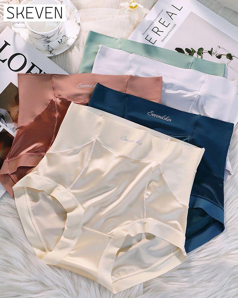 Women's High Waist Ice Silk Satin Seamless Sexy Hip Lift Tummy Control Panties