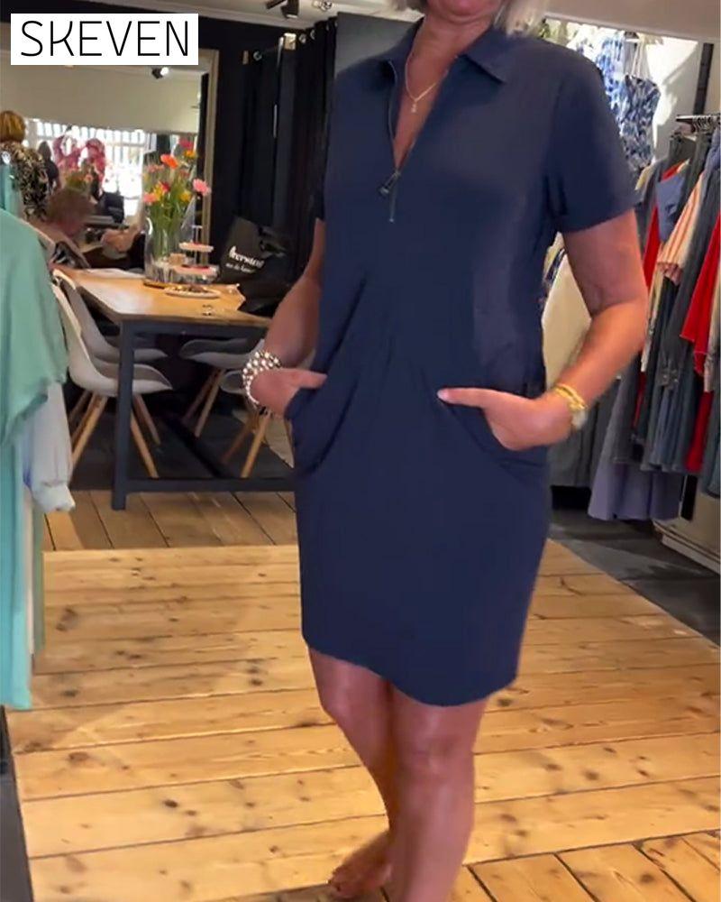 Lapel Zipper Dress