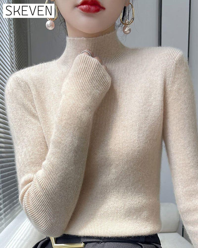 Half-High Neck Knitted Sweater