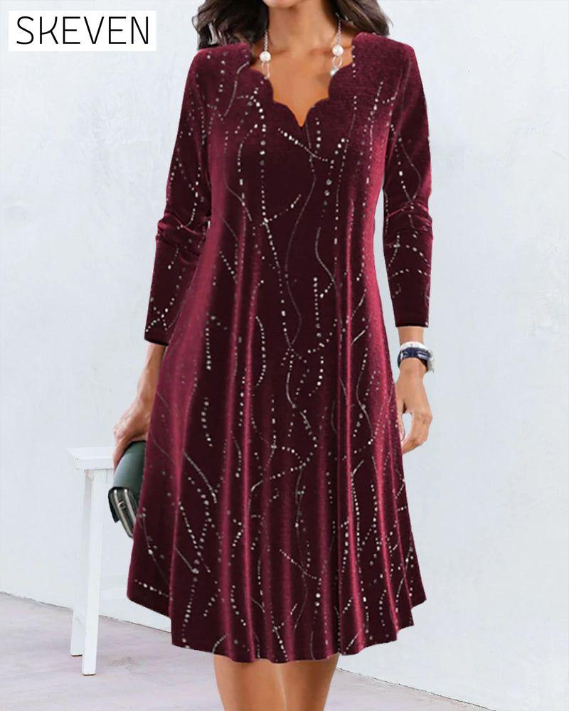 V-neck long-sleeve elegant dress