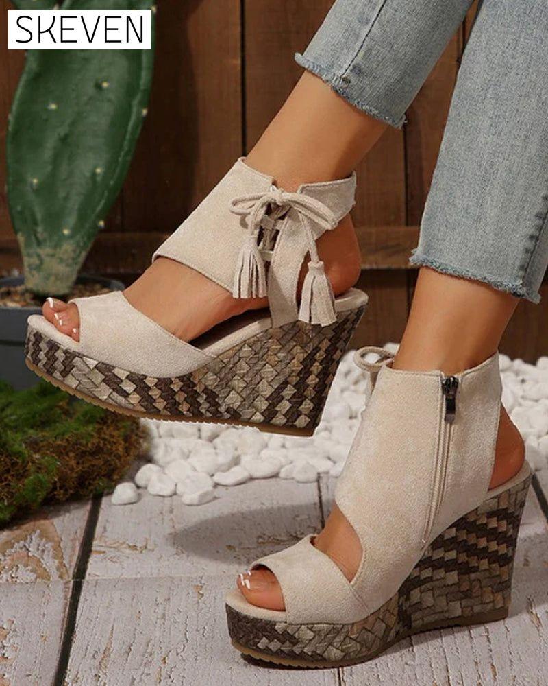 👡Women's Open Toe Platform Wedge Tassel Sandals
