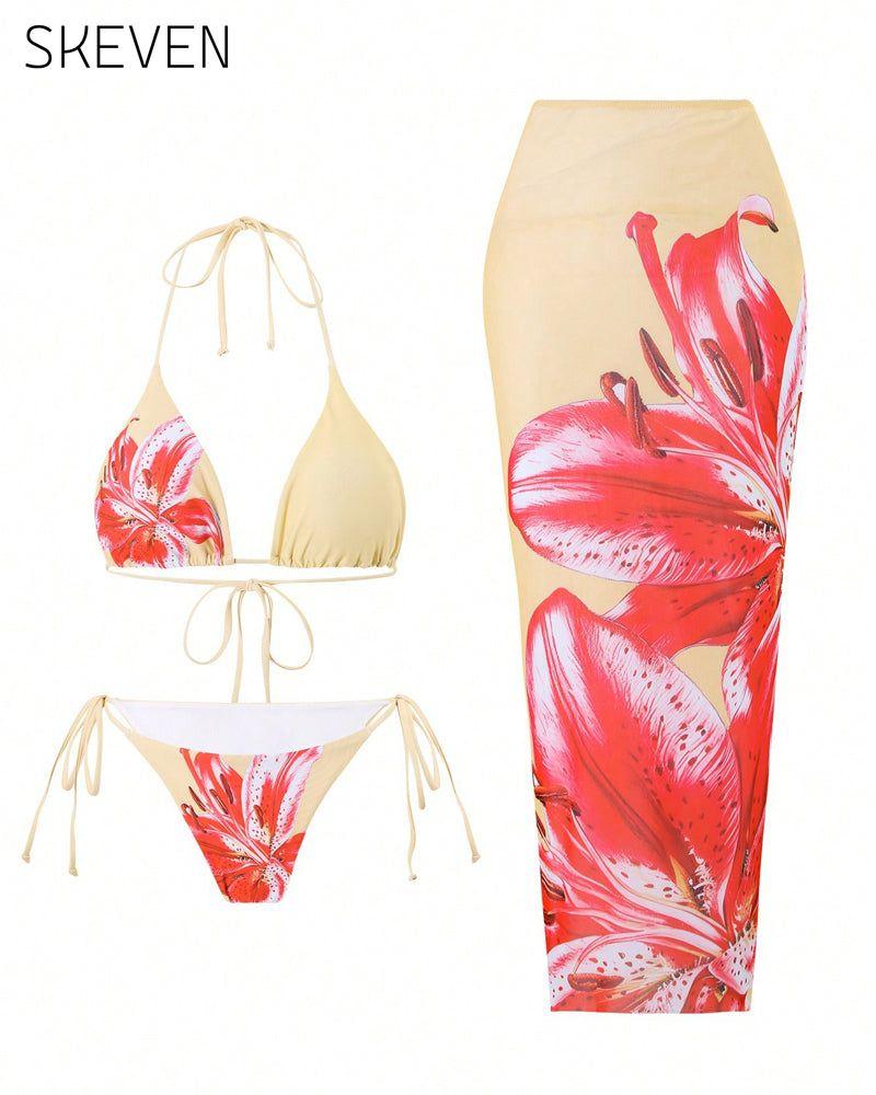 Maillot de bain trois pièces imprimé sexy