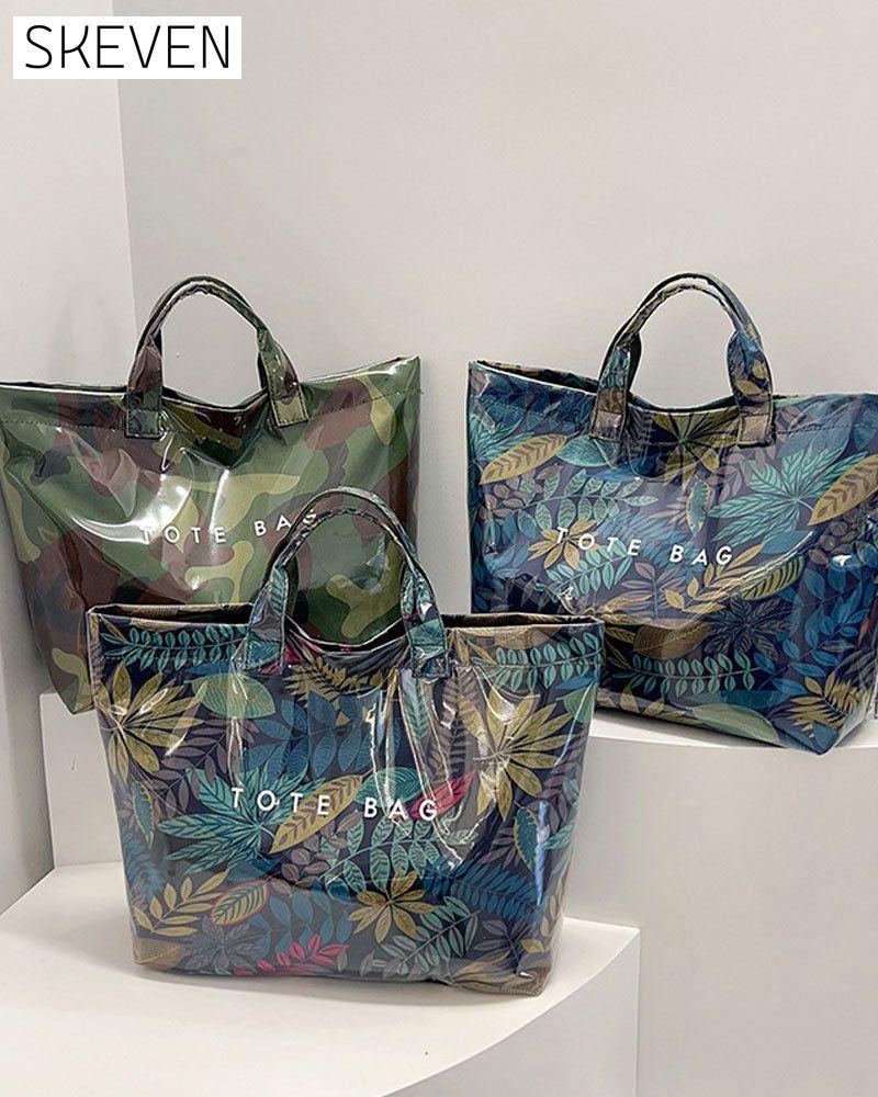Sac fourre-tout pour femme à motif camouflage et feuilles