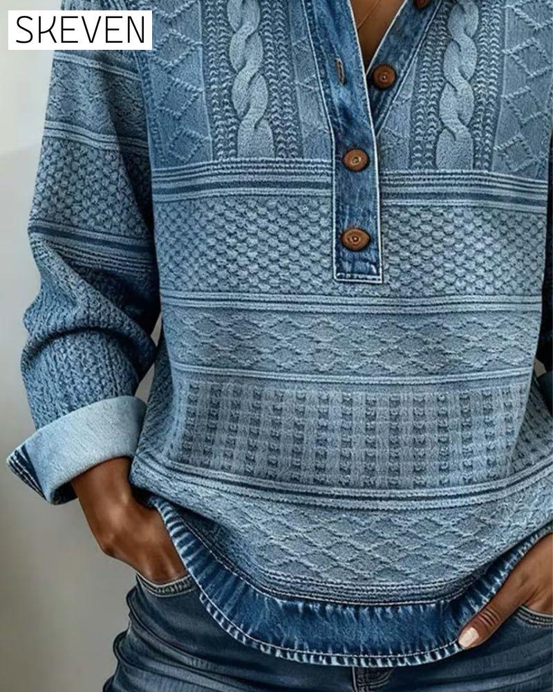 Fashionable Half Button Lapel Sweatshirt