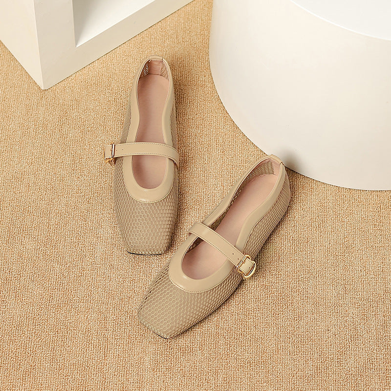 Mesh Mary Jane Shoes Women's Breathable Shoes Hollow Out Pumps