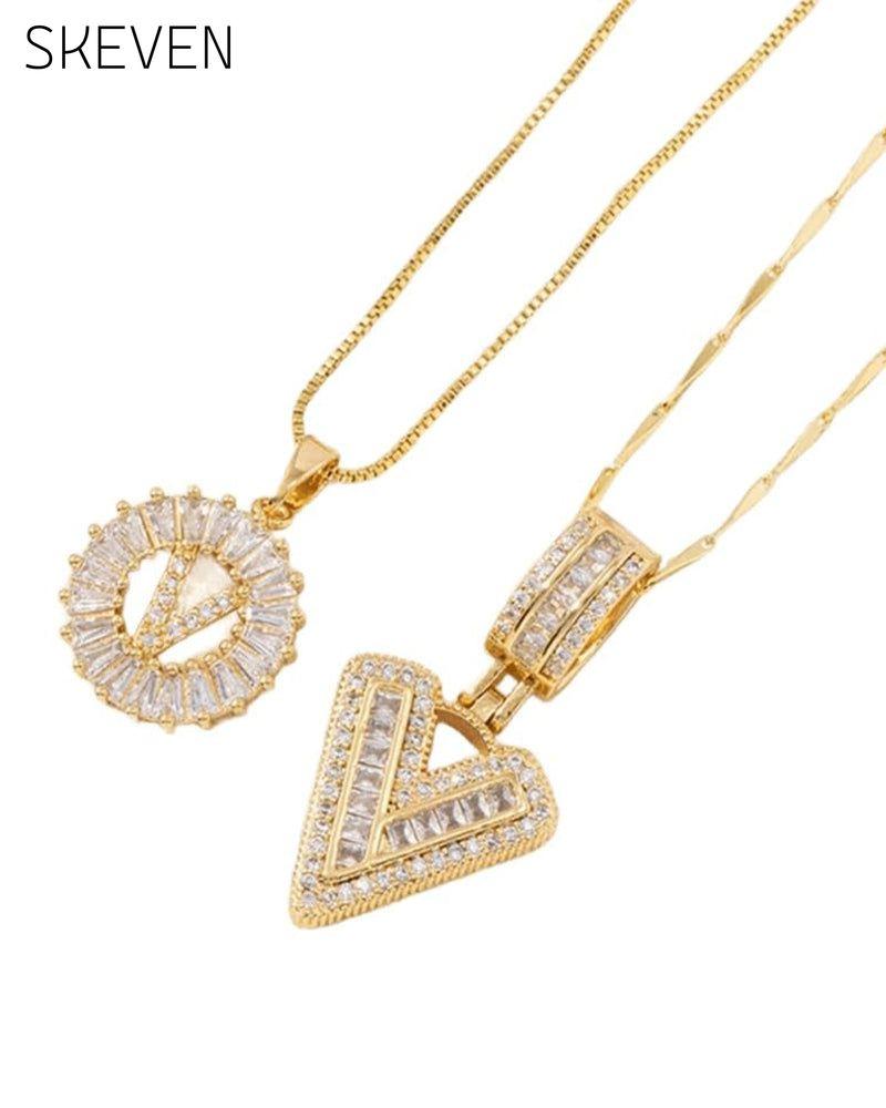 Initial Letter Pendant Necklaces -2 Pack