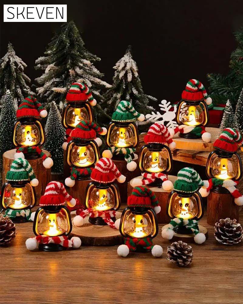 🎅Christmas Special Offer-Christmas Decoration: Mini Snowman Lantern with Hats and Scarves