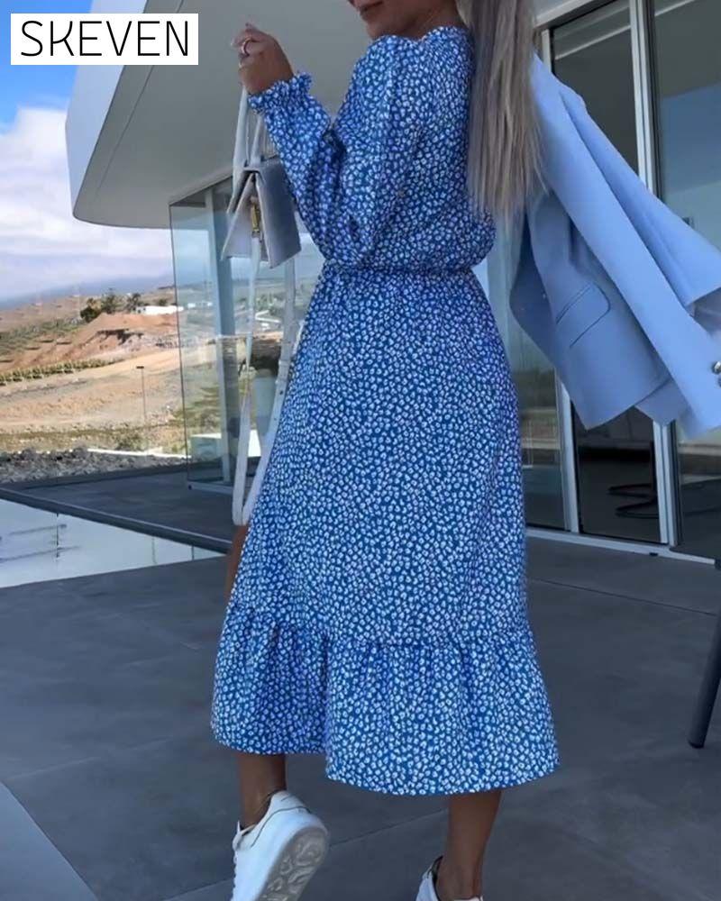 robe patchwork florale à col en V