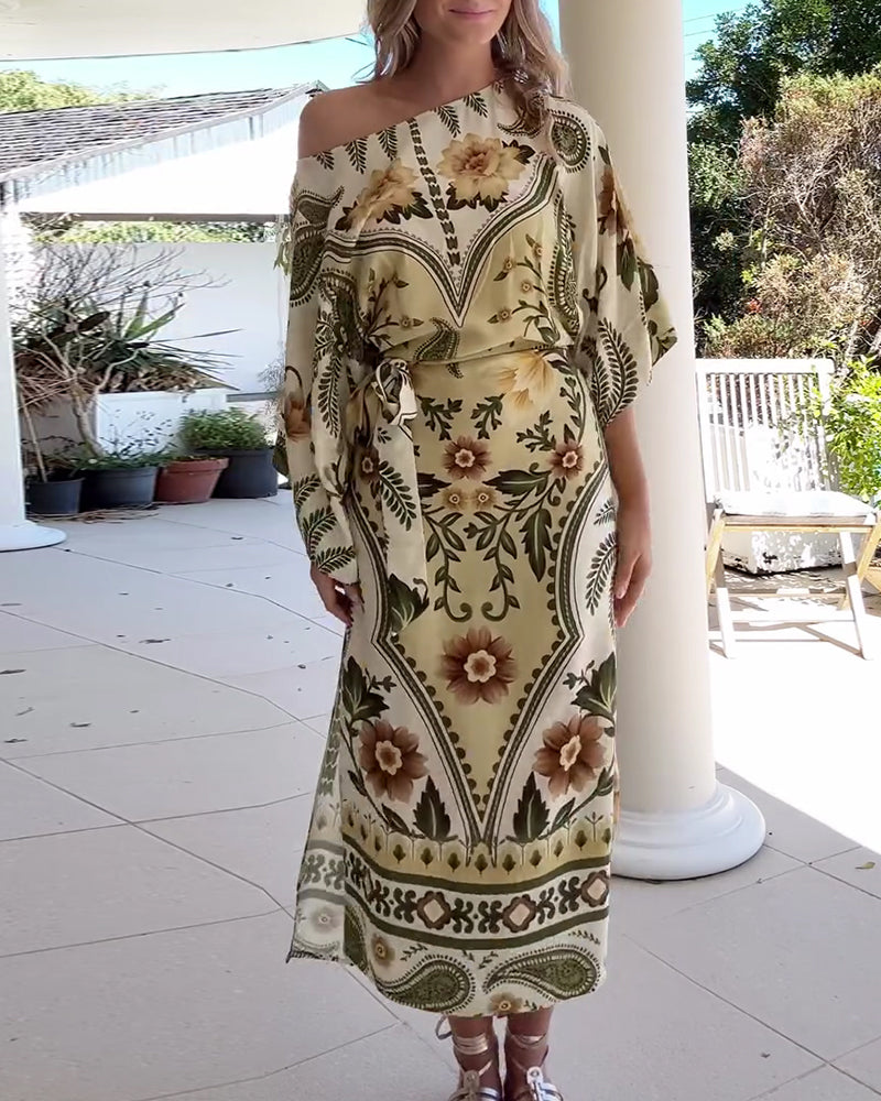 Round Neck Floral Print Dress