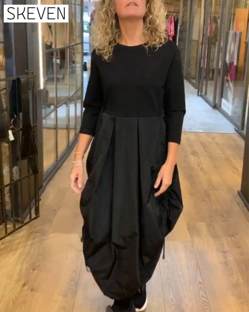 Patchwork-Freizeitkleid mit Kordelzug