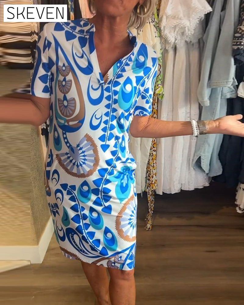 V-neck pocketed mid-length dress casual dresses spring summer