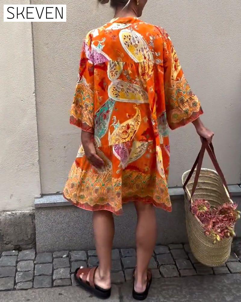 Kleid im Boho-Stil mit Print