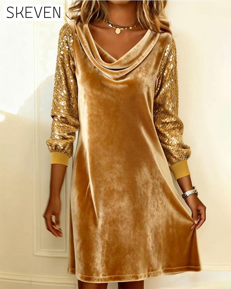 Elegant Velvet And Sequined Dress