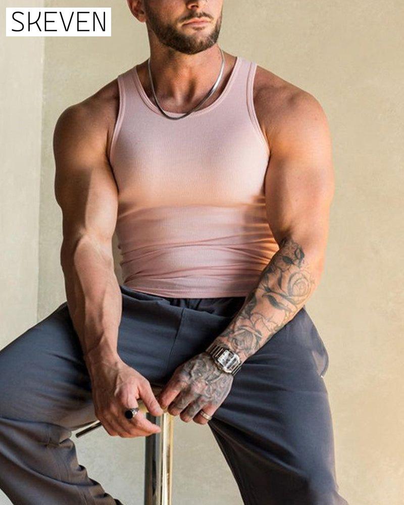 Men's solid color sleeveless vest