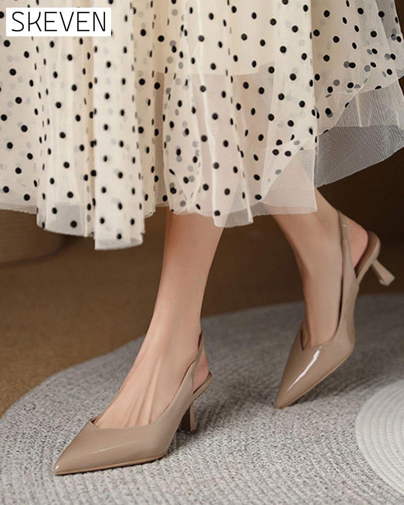 einfarbige, elegante, spitze High Heels