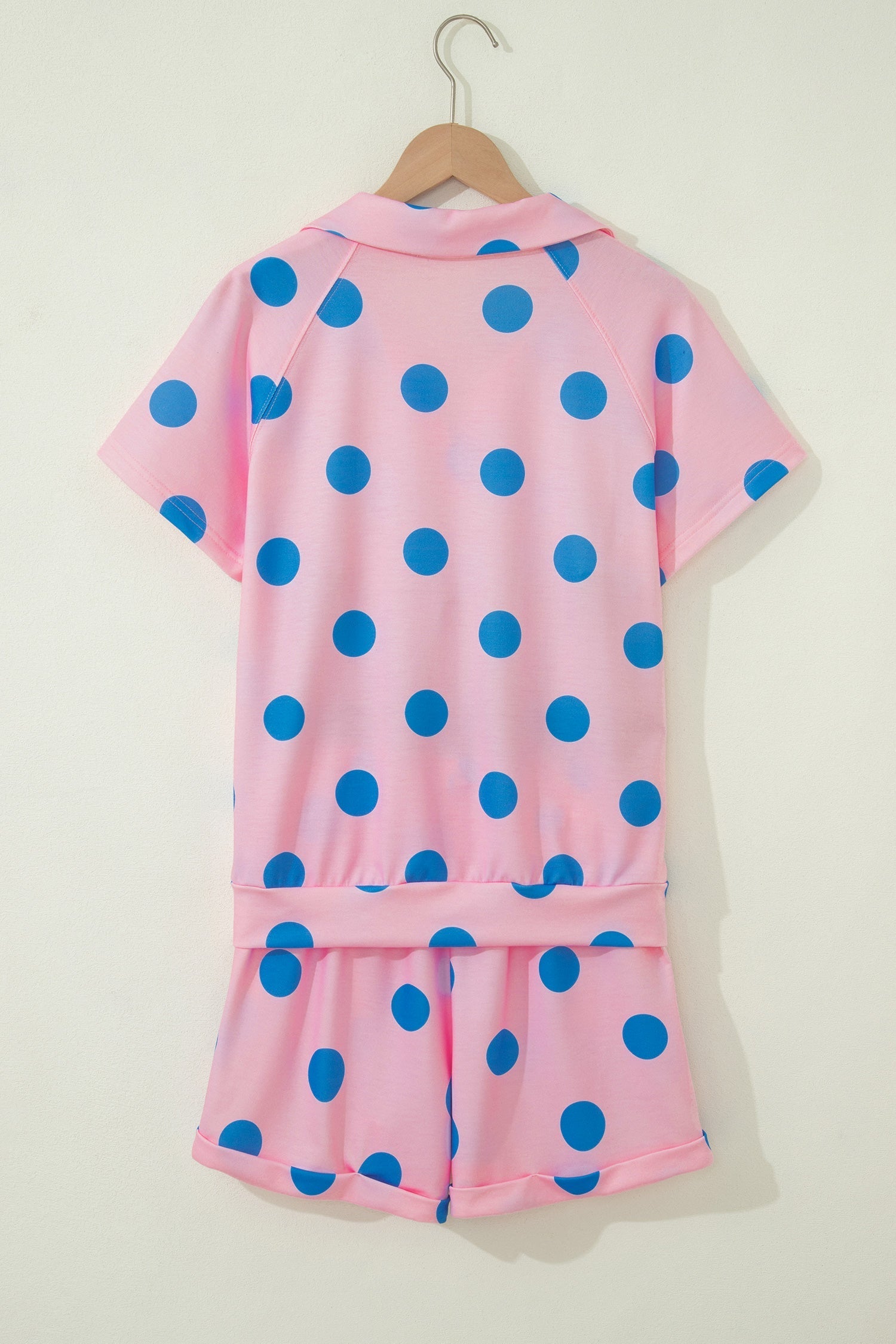 Polka Dot V-Neck Tee & Drawstring Shorts Set