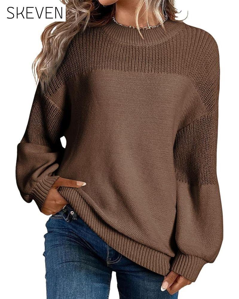 Solid Color Lantern Sleeve Jumper