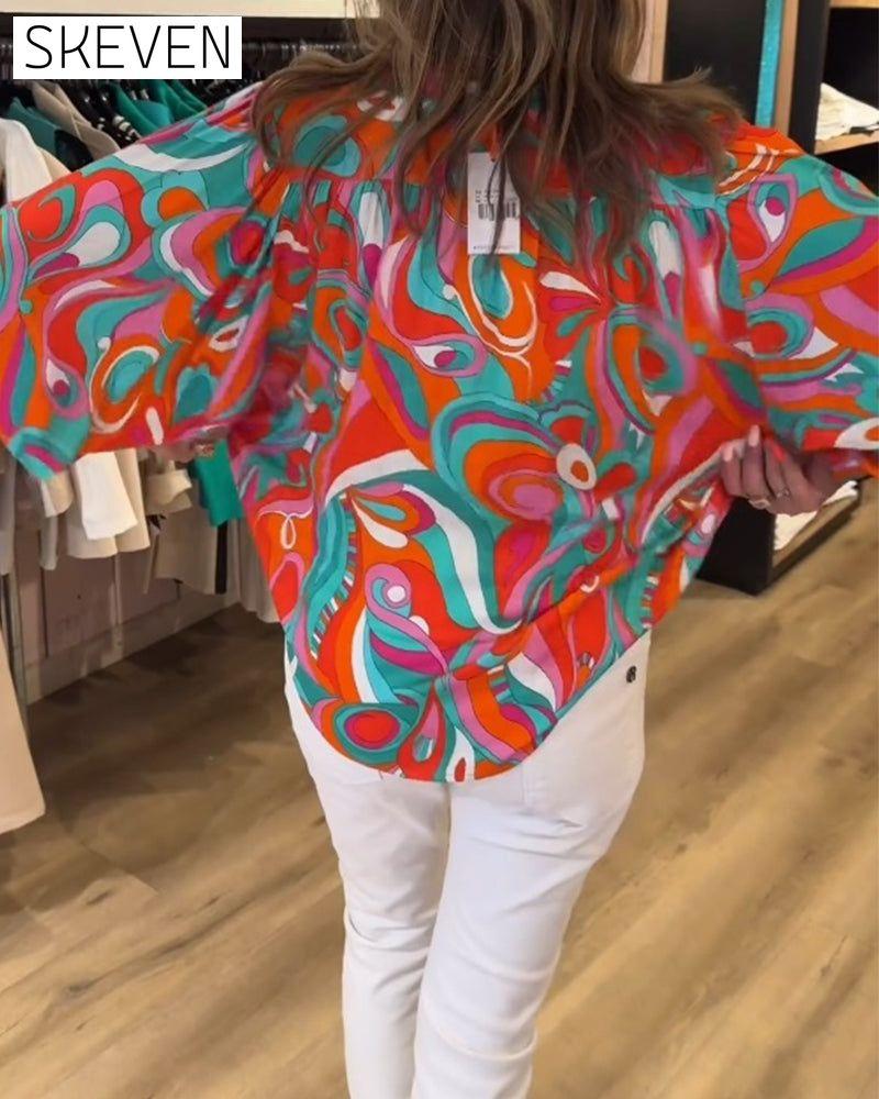 Blouse ample imprimée idéale pour les trajets domicile-travail