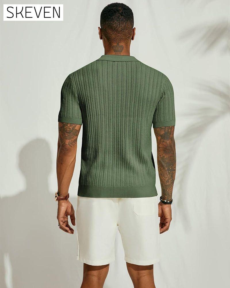Solid Color Hollow Breathable Men's Shirt