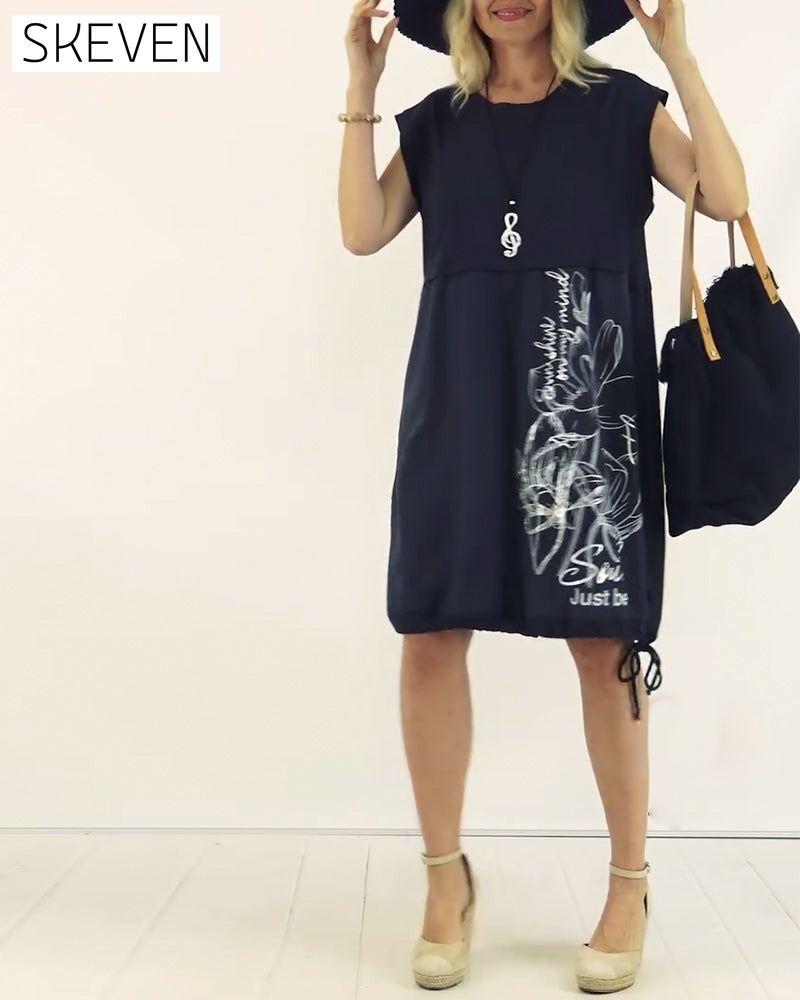 Ärmelloses Kleid mit Rundhalsausschnitt und Printmuster