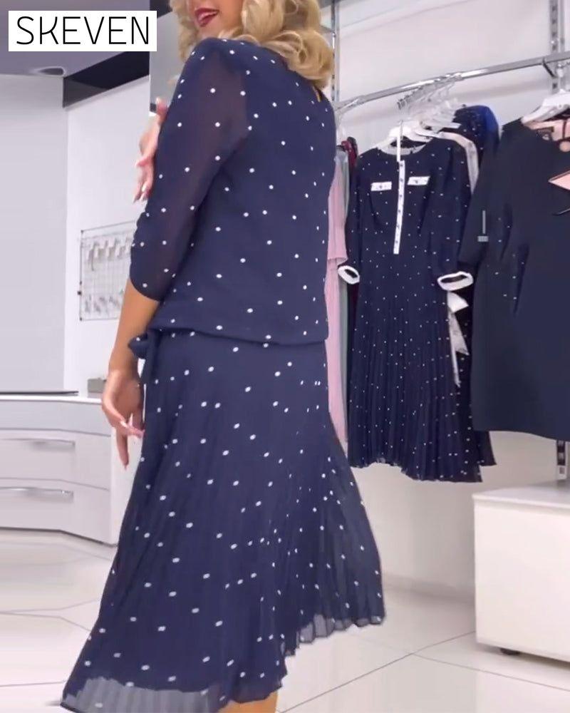robe décontractée à pois et col rond