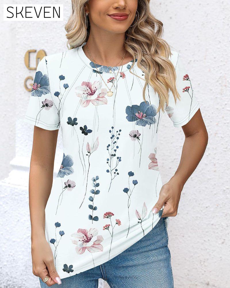 Round Neck All-Match Printed T-Shirt