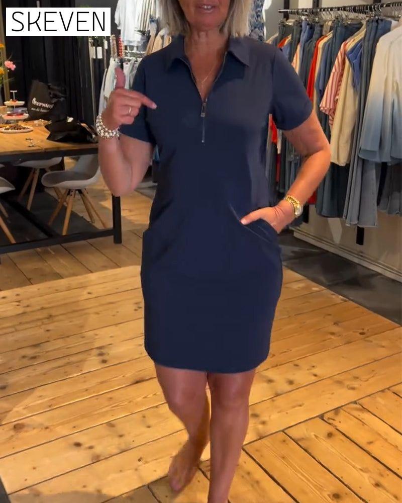 Lapel Zipper Dress
