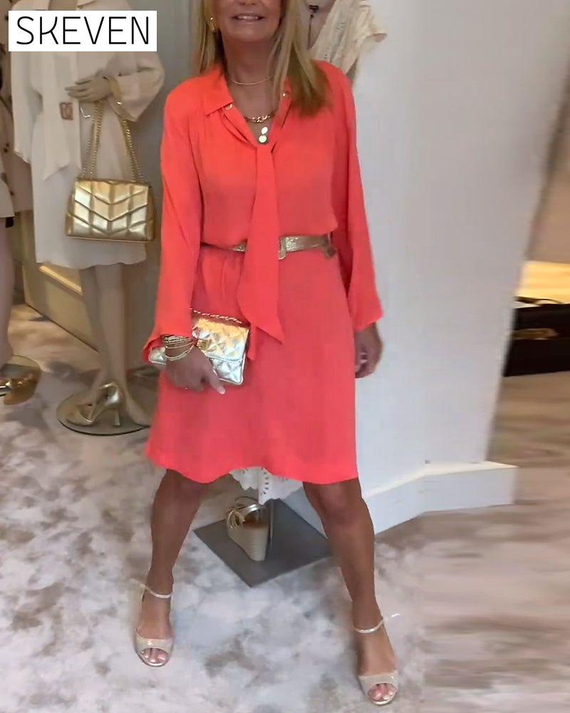 robe à ruban uni à revers